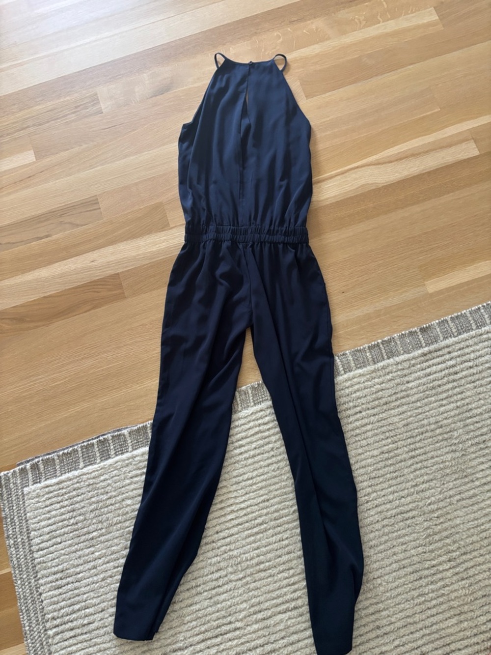 W118 by Walter Baker Navy Halter Jumpsuit with Elastic Waist